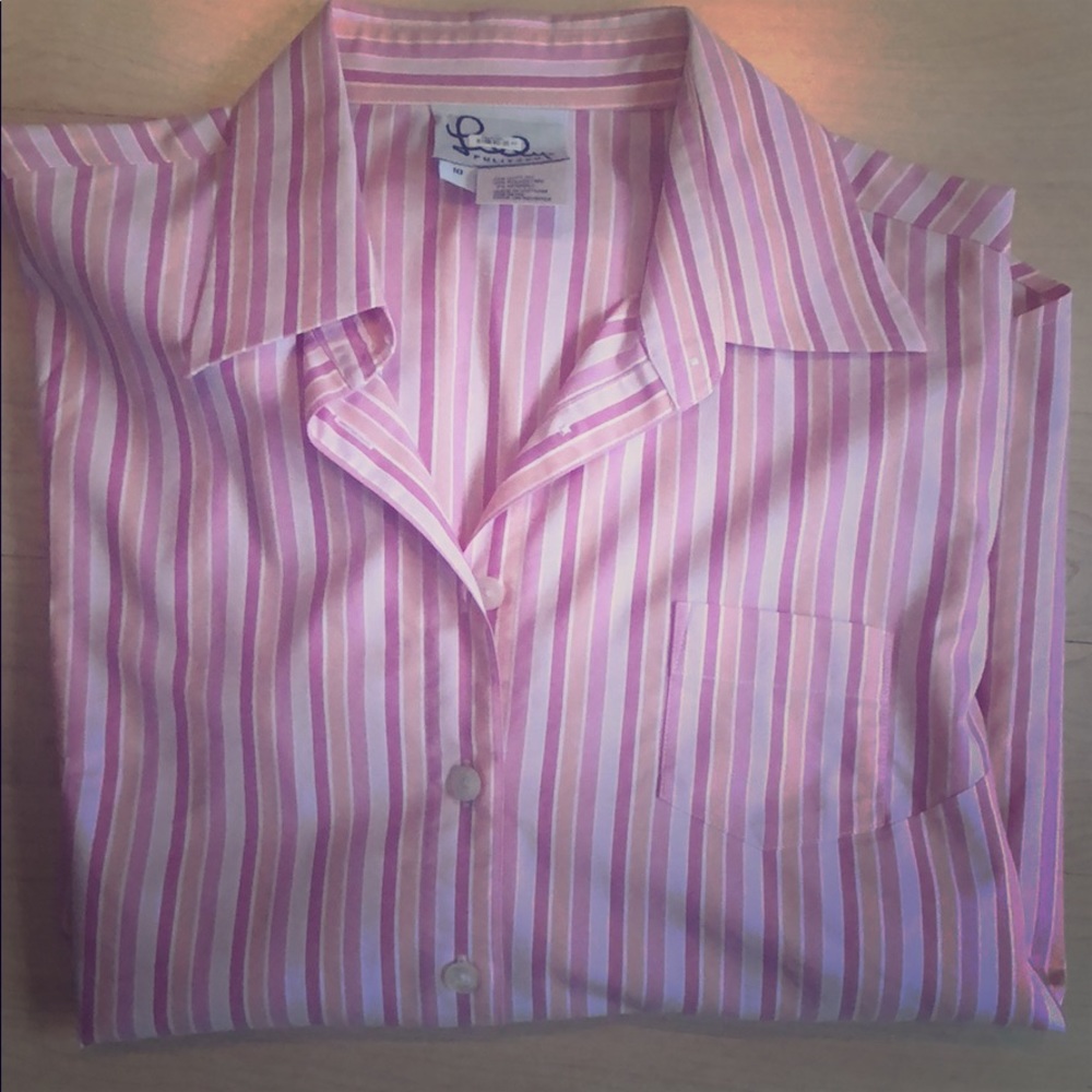 Lilly SZ 10 Striped Long Sleeve Button Down